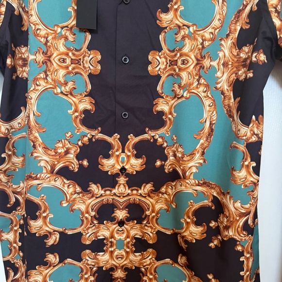 Fashion Nova Men Green Abstract Woven Shirt SZ L. - Picture 5 of 10